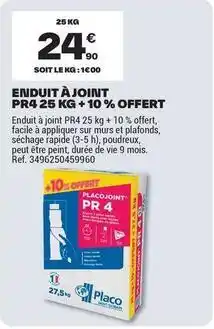 Brico Dépôt Facile - enduit à joint pr4 25 kg + 10 % offert offre