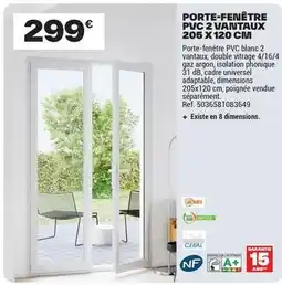 Brico Dépôt Db - porte-fenetre pic 2 vanitaux 205 x 120 cm offre