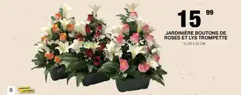JARDINIÈRE BOUTONS DE ROSES ET LYS TROMPETTE