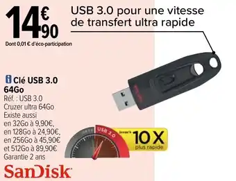 Carrefour Clé USB 3.0 64go offre
