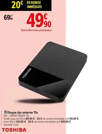 Carrefour Disque dur externe 1to offre