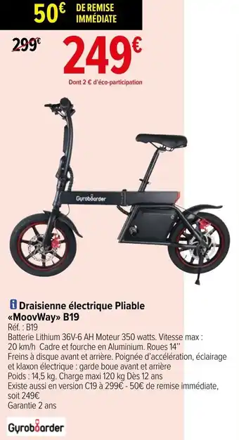 Carrefour Draisienne électrique pliable offre