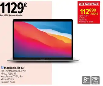 Carrefour Macbook air 13 offre