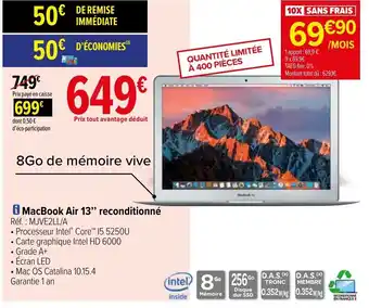 Carrefour Macbook air 13" reconditionné offre