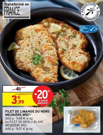 Intermarché Hyper Filet de limande du nord meunière MSC offre