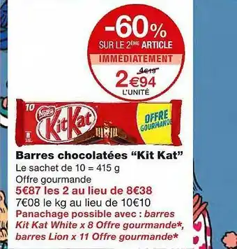 Monoprix Barres Chocolatées offre