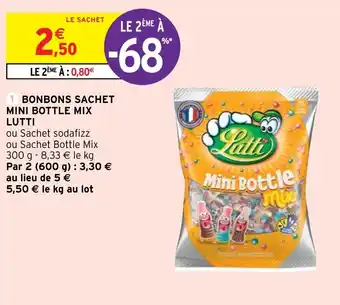 Intermarché Hyper Bonbons sachet mini bottlé mix lutti offre