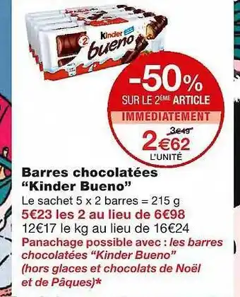 Monoprix Barres Chocolatées offre