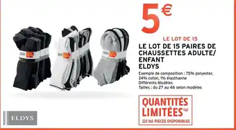 Intermarché Hyper Le Lot de 15 Paires de Chaussettes Adulte offre