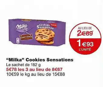 Monoprix Offre &quot;milka&quot; Cookies Sensations chez Monoprix offre