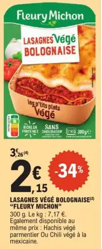 E.Leclerc Fleury Michon LASAGNES VÉGÉ BOLOGNAISE offre