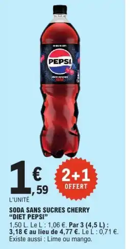 E.Leclerc PEPSI SODA SANS SUCRES CHERRY offre