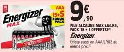 E.Leclerc Energizer PILE ALCALINE MAX offre