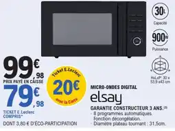 E.Leclerc elsay MICRO-ONDES DIGITAL offre
