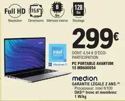 E.Leclerc medion PC PORTABLE AVANTUM offre
