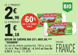 E.Leclerc SOIGNON BÛCHE DE CHÈVRE BIO offre