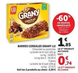 U Express GRANY BARRES CEREALES offre