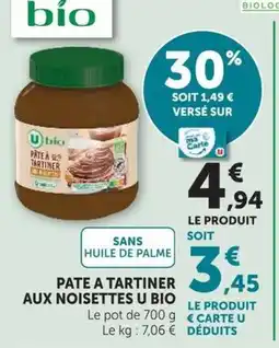 U Express U BIO PATE A TARTINER AUX NOISETTES offre