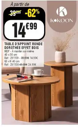 La Foir'Fouille Kokoon table d'appoint ronde dorothee effet bois offre