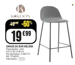 La Foir'Fouille KOKOON CHAISE DE BAR HÉLÉNA offre
