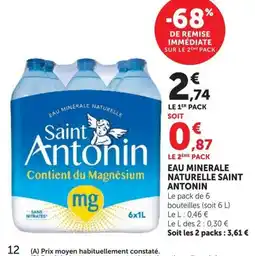U Express Saint Antonin Eau minérale naturelle offre