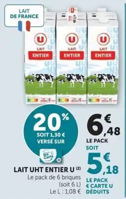 U Express U LAIT UHT ENTIER offre