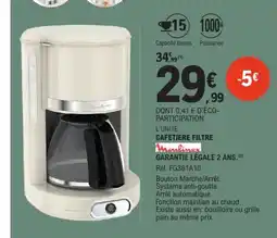 E.Leclerc Moulinex Cafetiere Filtre offre