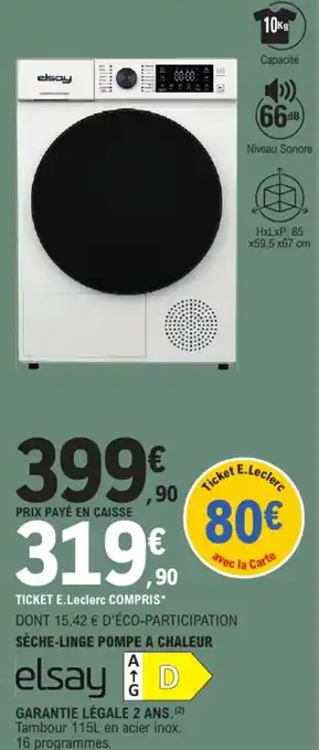Elsay SÈCHE-LINGE POMPE A CHALEUR
