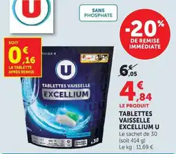 U Express U tablettes vaisselle excellium offre
