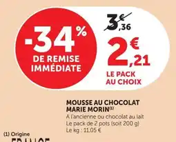 U Express MARIE MORIN MOUSSE AU CHOCOLAT offre