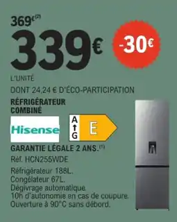 E.Leclerc Hisense Réfrigérateur combiné offre