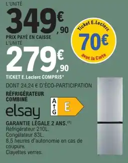 E.Leclerc elsay RÉFRIGÉRATEUR COMBINÉ offre