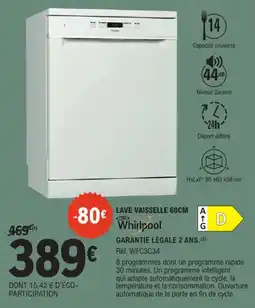 E.Leclerc Whirlpool LAVE VAISSELLE 60CM offre