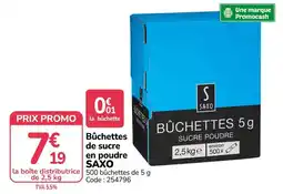 Promocash SAXO Bûchettes de sucre en poudre offre
