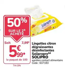 Promocash Solipropre Lingettes citron offre