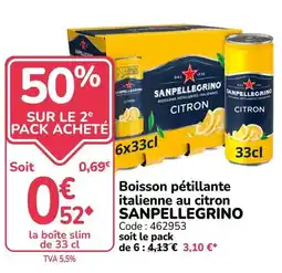 Promocash SANPELLEGRINO Boisson pétillante italienne au citron offre
