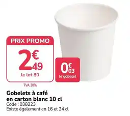 Promocash Gobelets à café offre