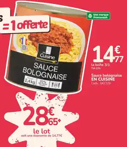 Promocash En cuisine sauce bolognaise offre