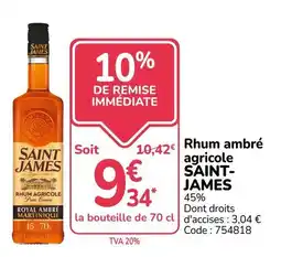 Promocash SAINT JAMES Rhum ambré offre