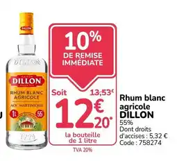 Promocash DILLON Rhum blanc agricole offre