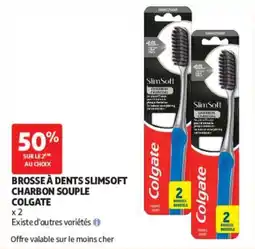 Auchan Colgate Brosse à dents SlimSoft Charbon offre