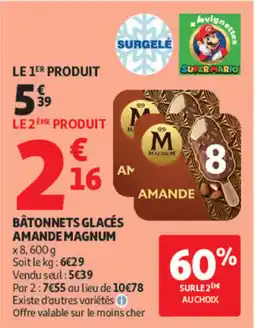 Auchan Magnum Bâtonnets glacés amande offre