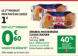 Auchan Original Maxi Burgers Classic offre