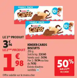 Auchan Kinder Cards Biscuits offre