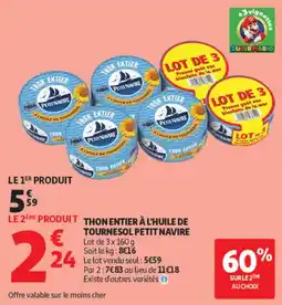Auchan Petit Navire Thon entier offre