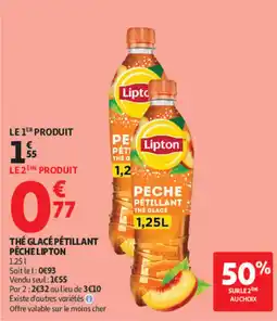Auchan Lipton Thé glacé pétillant pêche offre