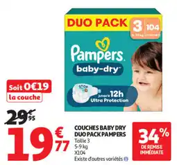 Auchan Pampers Couches Baby Dry offre
