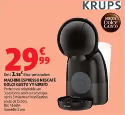 Auchan KRUPS MACHINE ESPRESSO NESCAFÉ DOLCE GUSTO offre