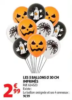 Auchan LES 5 BALLONS Ø 30 CM IMPRIMÉS offre