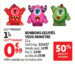 Auchan BONBONS GELIFIÉS YEUX MONSTRE offre